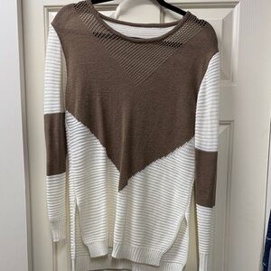 Brown and White Women's Sweater